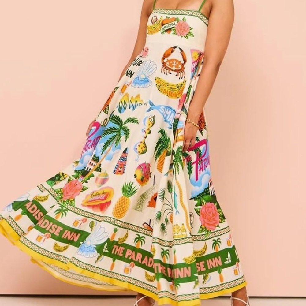 Tropical Print Maxi Dress